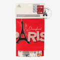 Once Upon Magic set of 2 red cotton tea towels featuring the Eiffel Tower and Disneyland Paris text.