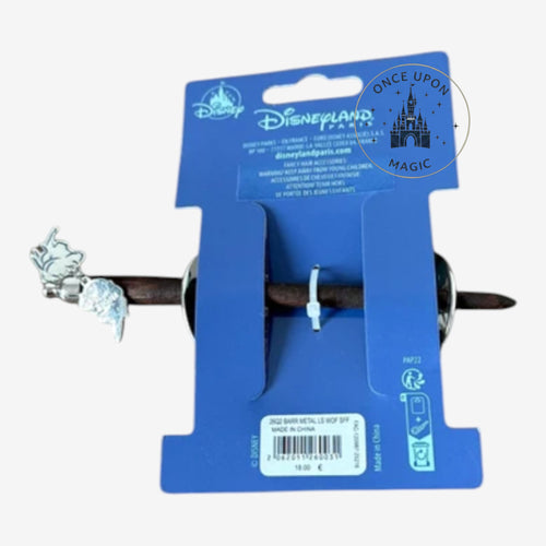 Once Upon Magic Elsa hair barrette with snowflake design and icy blue metallic details. Features a small dangling charm.