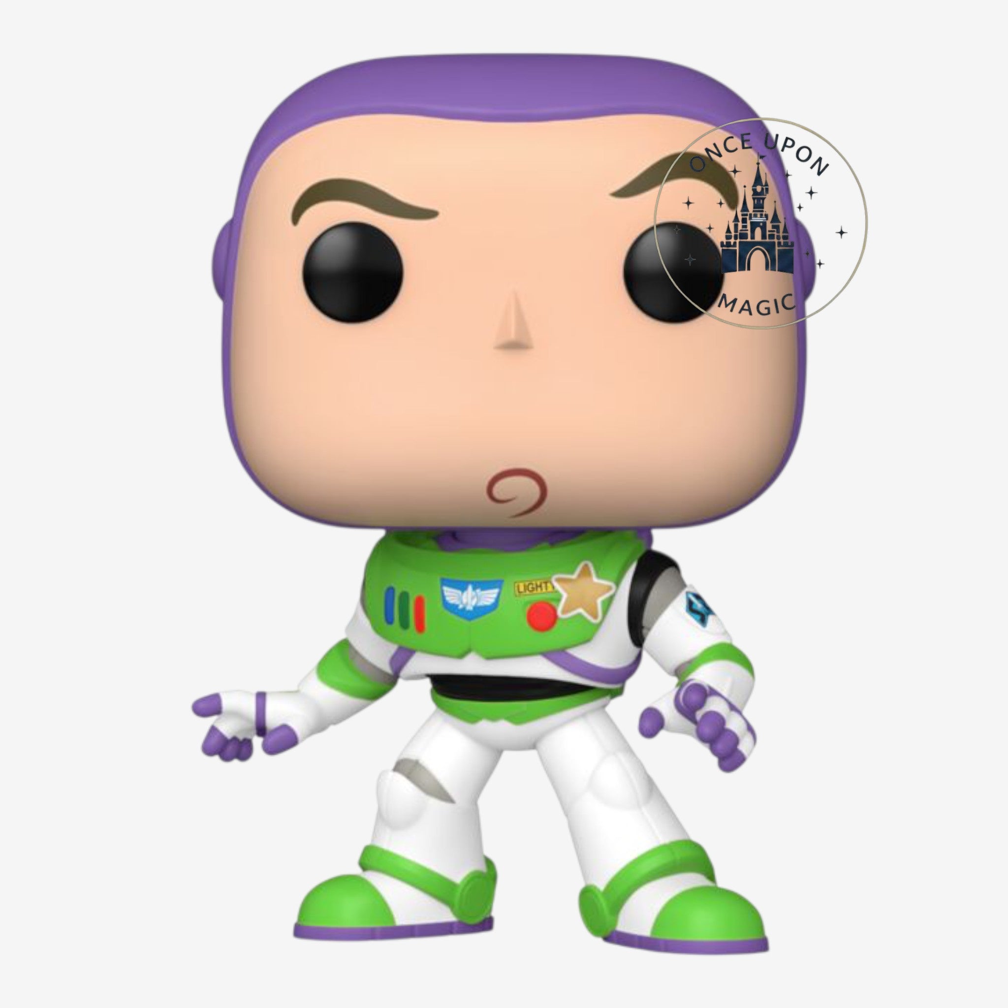 Figurine Pop! Vinyl Buzz l'Éclair Once Upon Magic, 9 cm, blanc, vert, violet, ailes déployées, pour collectionneurs.