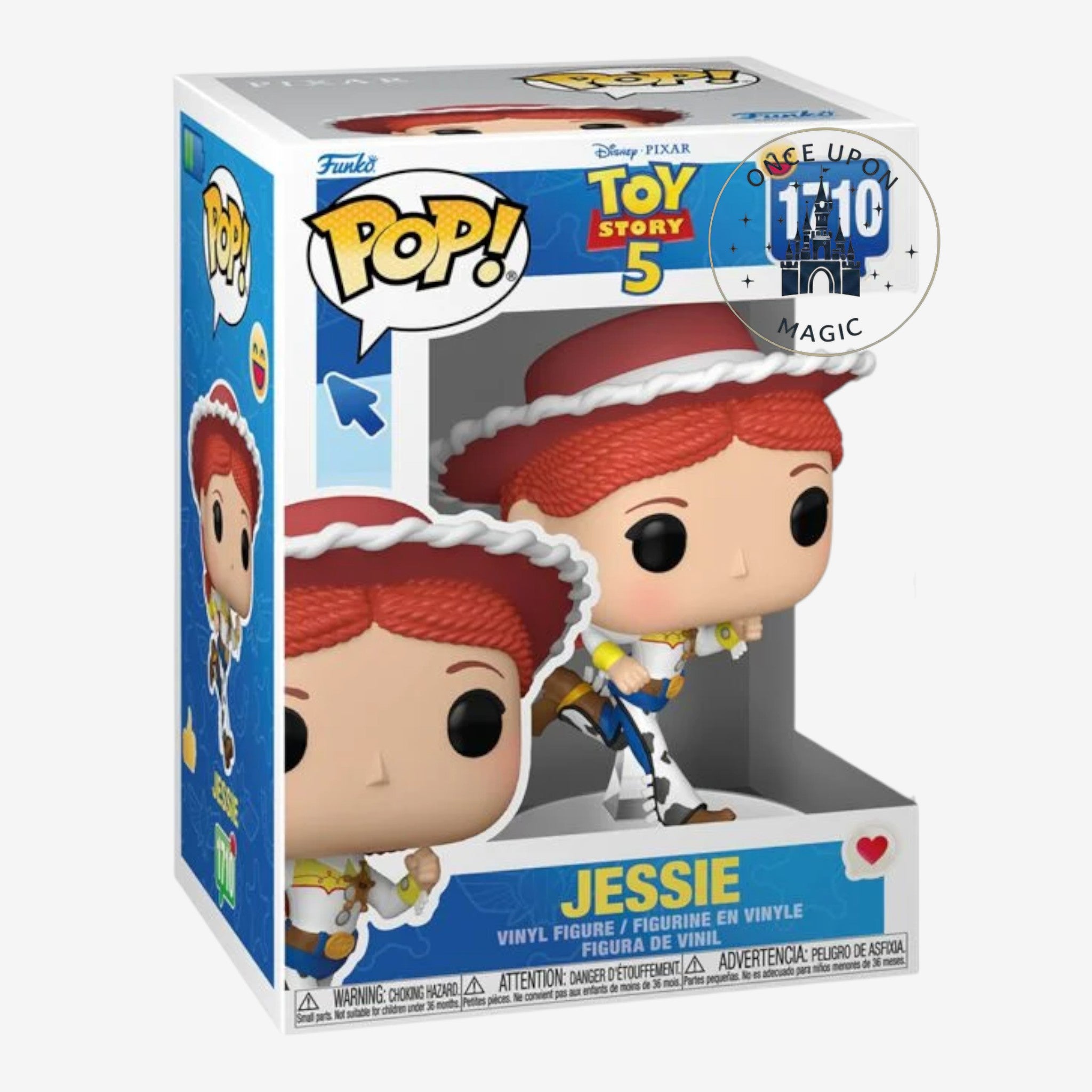 Figurine Pop! en vinyle de Jessie de Toy Story 5 par Once Upon Magic, avec sa chevelure rousse, son chapeau et sa tenue de cow-girl.
