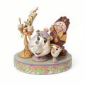 Ensemble de figurines La Belle et la Bête de Jim Shore par Once Upon Magic, en résine, avec Madame Samovar, Zip, Lumière et Big Ben.
