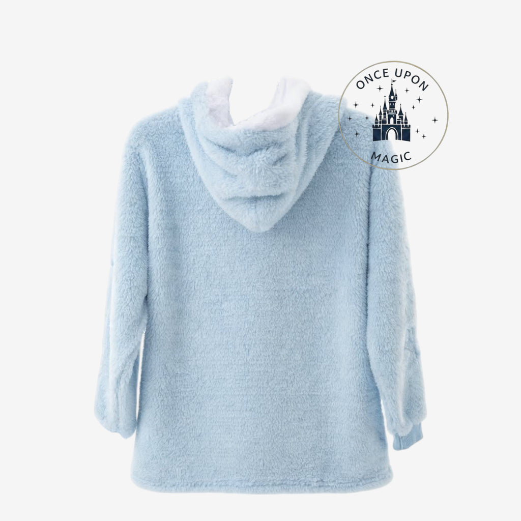 Once Upon Magic Frozen Elsa sherpa hoodie in frosty blue with a white fleece-lined hood for kids