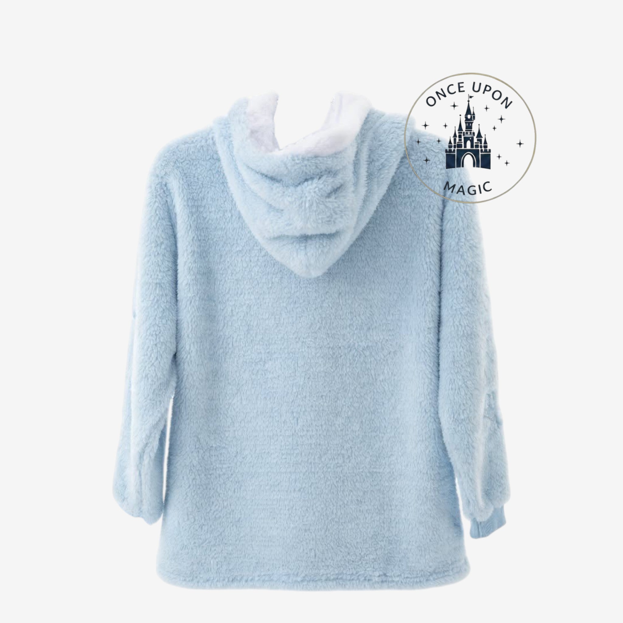 Once Upon Magic Frozen Elsa sherpa hoodie in frosty blue with a white fleece-lined hood for kids