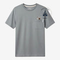 Once Upon Magic light grey t-shirt with Olaf and Sven peeking out of the chest pocket. Cotton blend.
