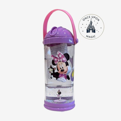 Gourde enfant Once Upon Magic Minnie Mouse avec paillettes, couvercle violet et anse rose, accessoire Disney officiel