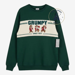 Sweat Grincheux Disney vert forêt avec bande crème et illustrations – Disneyland Paris