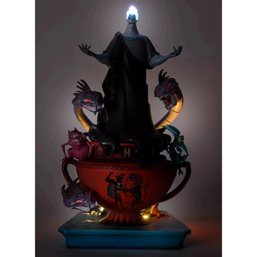 Once Upon Magic Disney Villains Hades, Pain, Panic, and Hydra light-up resin collector figurine from Hercules.
