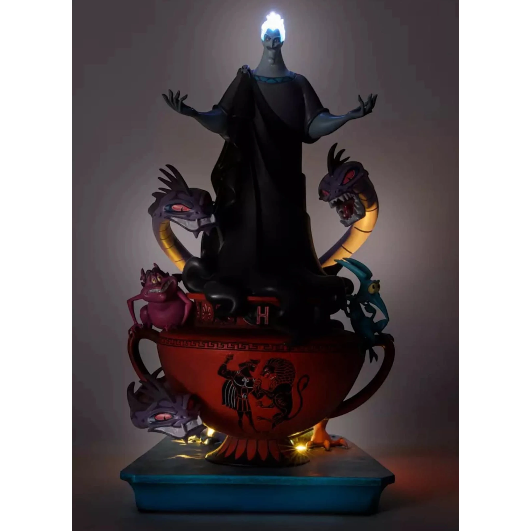 Once Upon Magic Disney Villains Hades, Pain, Panic, and Hydra light-up resin collector figurine from Hercules.
