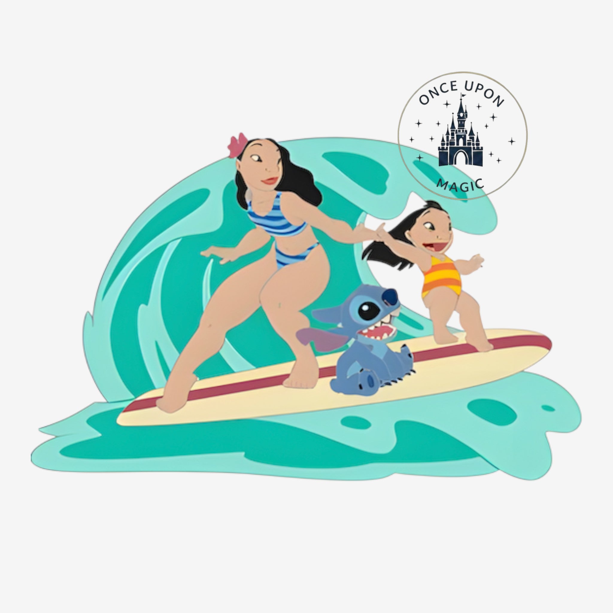 Once Upon Magic Lilo & Stitch surfing on a wave pin, limited edition
