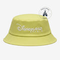 Once Upon Magic lime green cotton bucket hat with white embroidered Disneyland Paris logo on the front