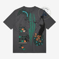 Once Upon Magic charcoal grey Lion King t-shirt featuring artistic Simba and Scar graphic with teal and orange accents