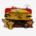 Once Upon Magic Disney The Lion King magnetic photo frame featuring Simba, Pumbaa, Timon, and Zazu on a savanna background