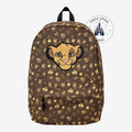 Once Upon Magic The Lion King Simba backpack with all-over savanna print and embroidered Simba face. Brown and sand colors.