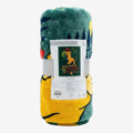 Once Upon Magic The Lion King "When I Grow Up I Want To Be King" throw blanket with Simba. Teal, yellow, blue, green polyester.