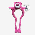 Once Upon Magic Lotso plush ears headband with long dangling arms in bright pink fuzzy fabric