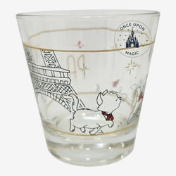 Once Upon Magic Disneyland Paris Marie kitten glass with Eiffel Tower illustration and gold-tone rim detailing.