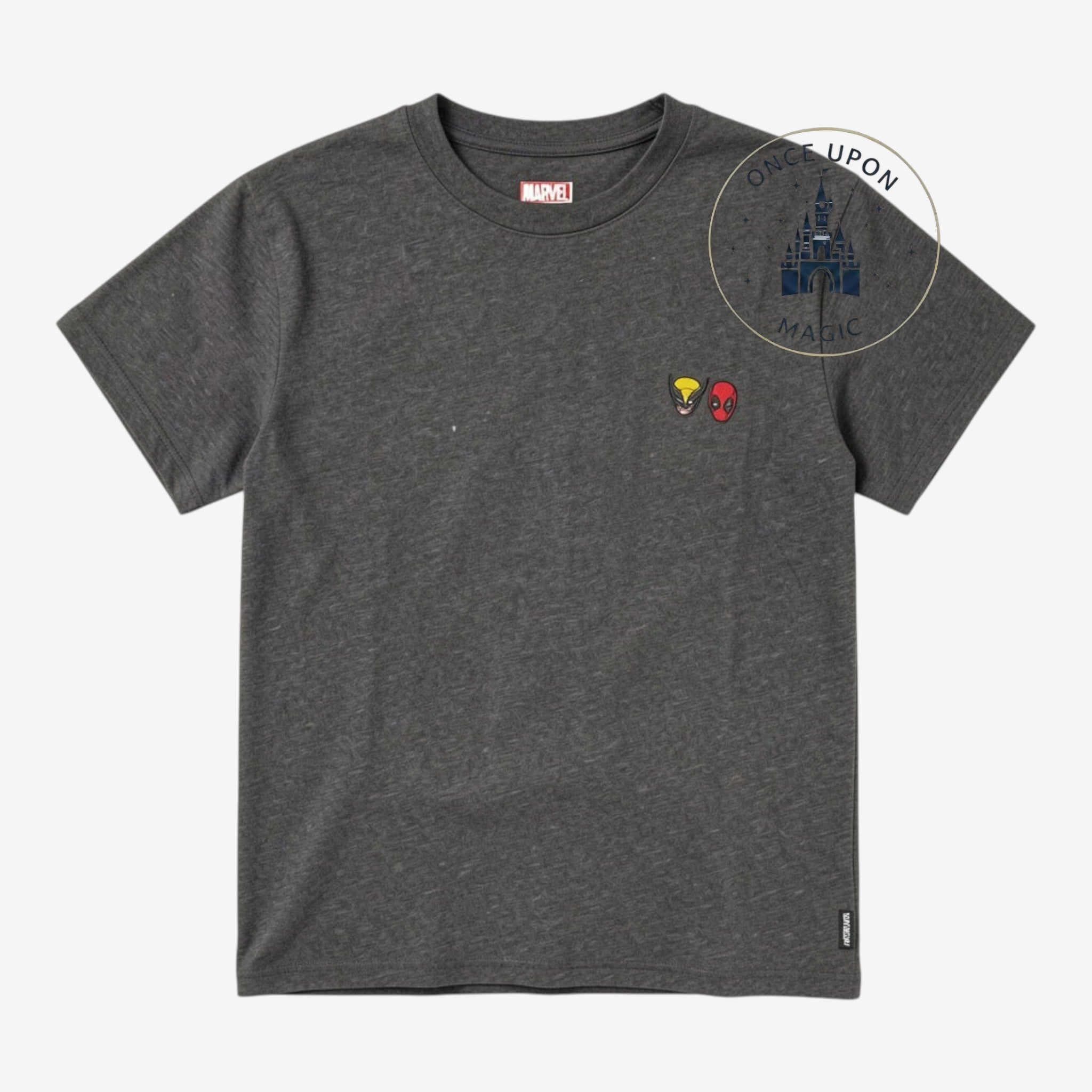 T-shirt gris Marvel brodé Wolverine et Deadpool