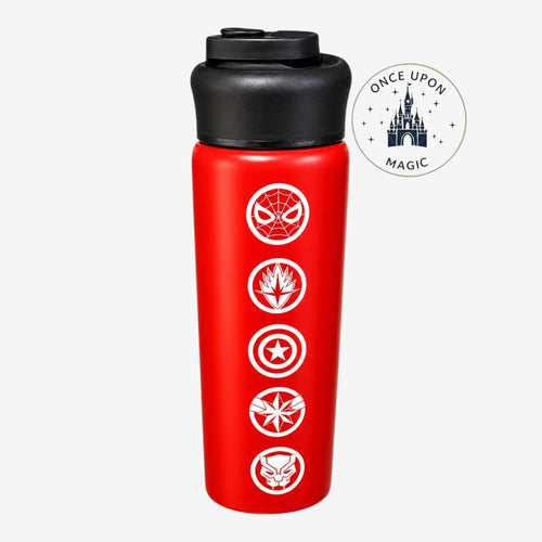 Gourde rouge Avengers en acier inoxydable avec logos Marvel