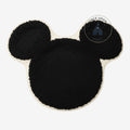 Once Upon Magic Mickey Mouse shaped black and white bath mat with a soft textured finish for bathroom decor.