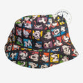 Once Upon Magic bucket hat featuring a vibrant Mickey Mouse comic book print with multi-colored grid patterns.