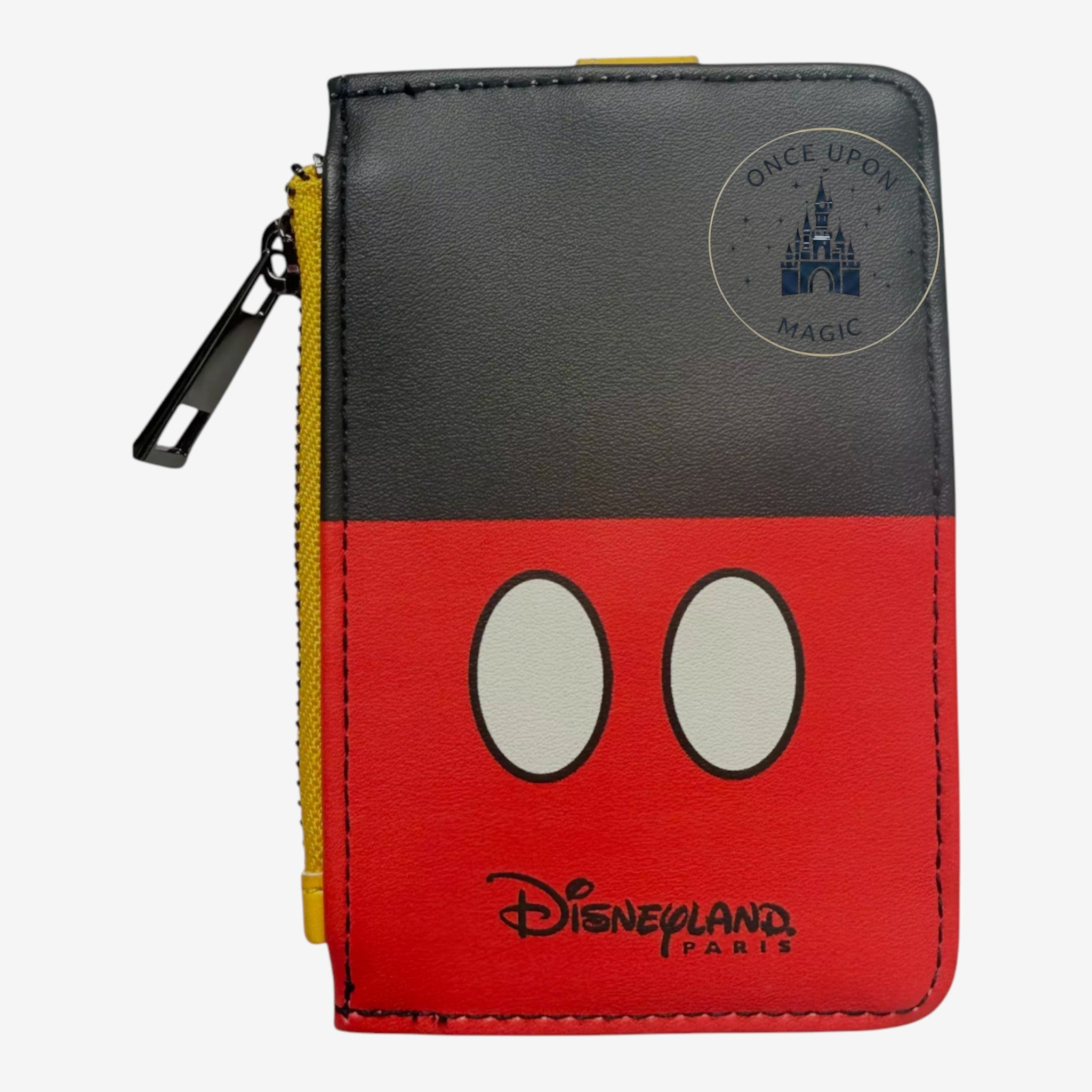 Once Upon Magic Disneyland Paris Mickey Mouse synthetic leather card holder wallet with red and black design