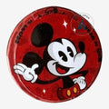 Once Upon Magic red tin candy box featuring Mickey Mouse in a classic pose with white gloves and red shorts.