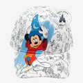 Once Upon Magic Mickey Mouse Fantasia baseball cap with all-over sketch print and Sorcerer Mickey graphic.