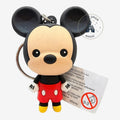 Once Upon Magic 3D Mickey Mouse keychain made of soft PVC, featuring his classic red shorts and yellow shoes. Includes a silver clasp.