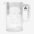 Once Upon Magic clear ribbed glass pitcher featuring an embossed Mickey Mouse silhouette for Disney fans.