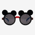 Once Upon Magic black Mickey Mouse ears sunglasses for kids with red accents and UV protection.