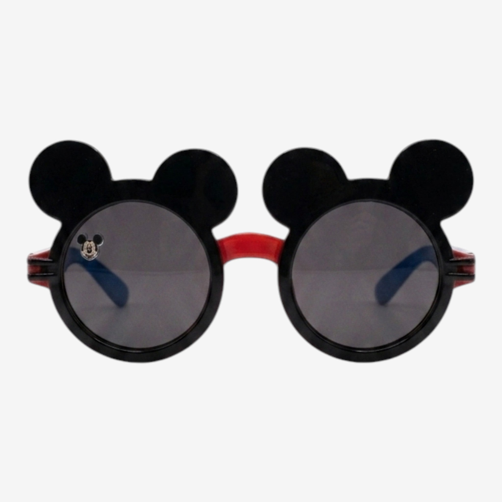 Once Upon Magic black Mickey Mouse ears sunglasses for kids with red accents and UV protection.