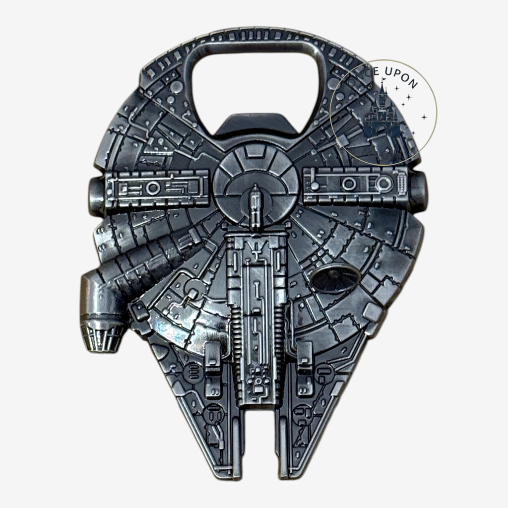 Once Upon Magic Star Wars Millennium Falcon bottle opener with detailed metallic silver finish