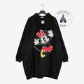 Once Upon Magic black oversized lounge hoodie featuring a vibrant Minnie Mouse graphic and cozy hood