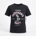 Once Upon Magic black cotton t-shirt with Minnie Mouse graphic and "Happy Mother's Day" text.