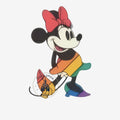 Once Upon Magic Minnie Mouse Pride Collection enamel pin with rainbow dress and shoes.