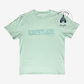 Once Upon Magic mint green cotton crewneck t-shirt featuring the Disneyland Paris logo on the chest.