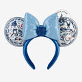Once Upon Magic Moana inspired ear headband with tribal patterns, blue sequined bow, and Heart of Te Fiti emblem.