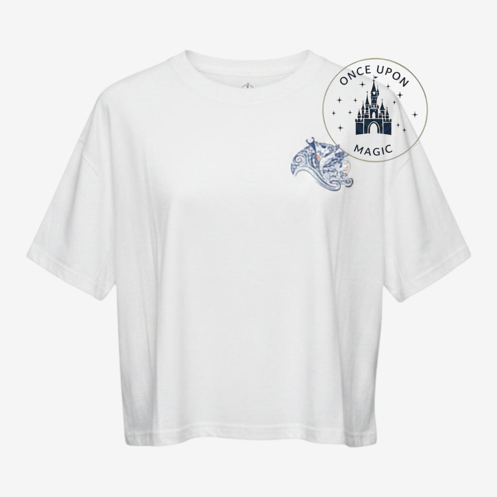 T-shirt Vaiana blanc à manches courtes avec motif poitrine – Disneyland Paris