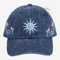 Once Upon Magic navy blue cotton baseball cap with snowflake and floral embroidery