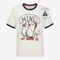 Once Upon Magic white t-shirt featuring Finding Nemo seagulls with Mine speech bubble and navy blue trim
