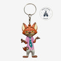 Once Upon Magic Nick Wilde Zootopia chibi keychain with pink shirt and green tie