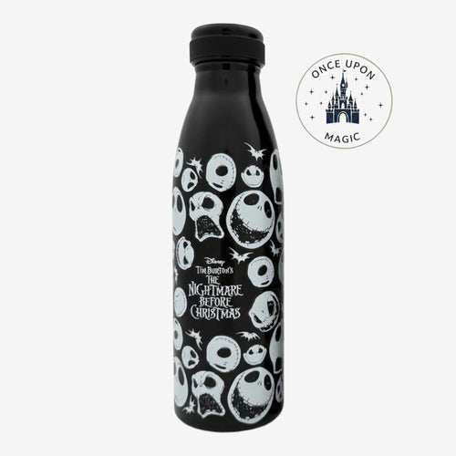 Once Upon Magic Nightmare Before Christmas collector water bottle with Jack Skellington pattern in black and white