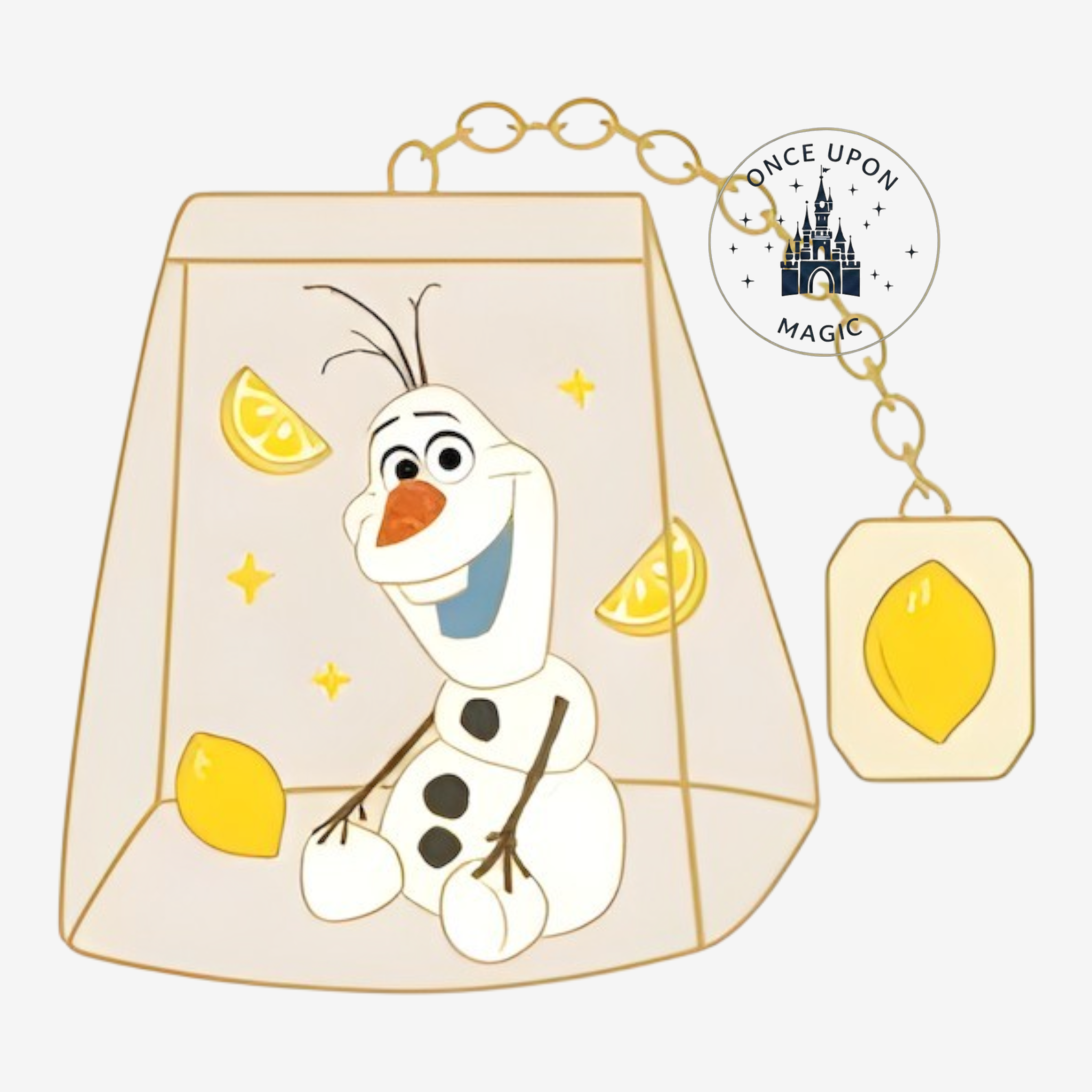 Pin Tea Bag Olaf avec sachet transparent et breloque citron