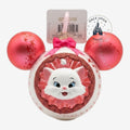 Ornement de Noël Once Upon Magic Mickey Marie Chat Disney, blanc et rose avec étoiles, tête de Mickey, visage de Marie, paillettes.