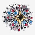 Once Upon Magic Pandora x Disney charm with gold star, blue, pink, and red stones, inspired by fireworks.