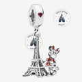 Charm Pandora Minnie Mouse et Tour Eiffel argenté avec détail rouge – Disneyland Paris