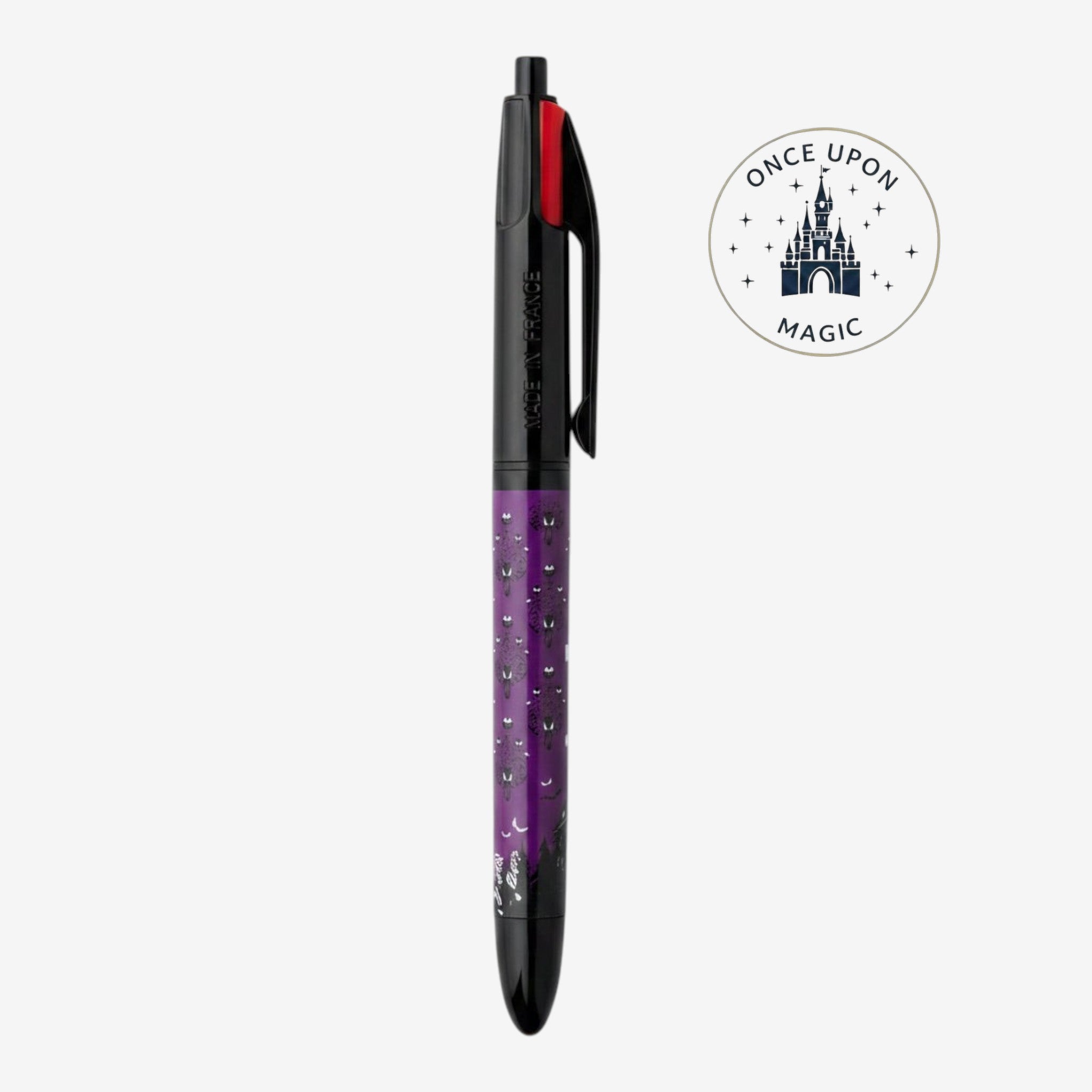 Once Upon Magic Disney Phantom Manor Bic 4-color pen with purple haunted mansion pattern and black trim