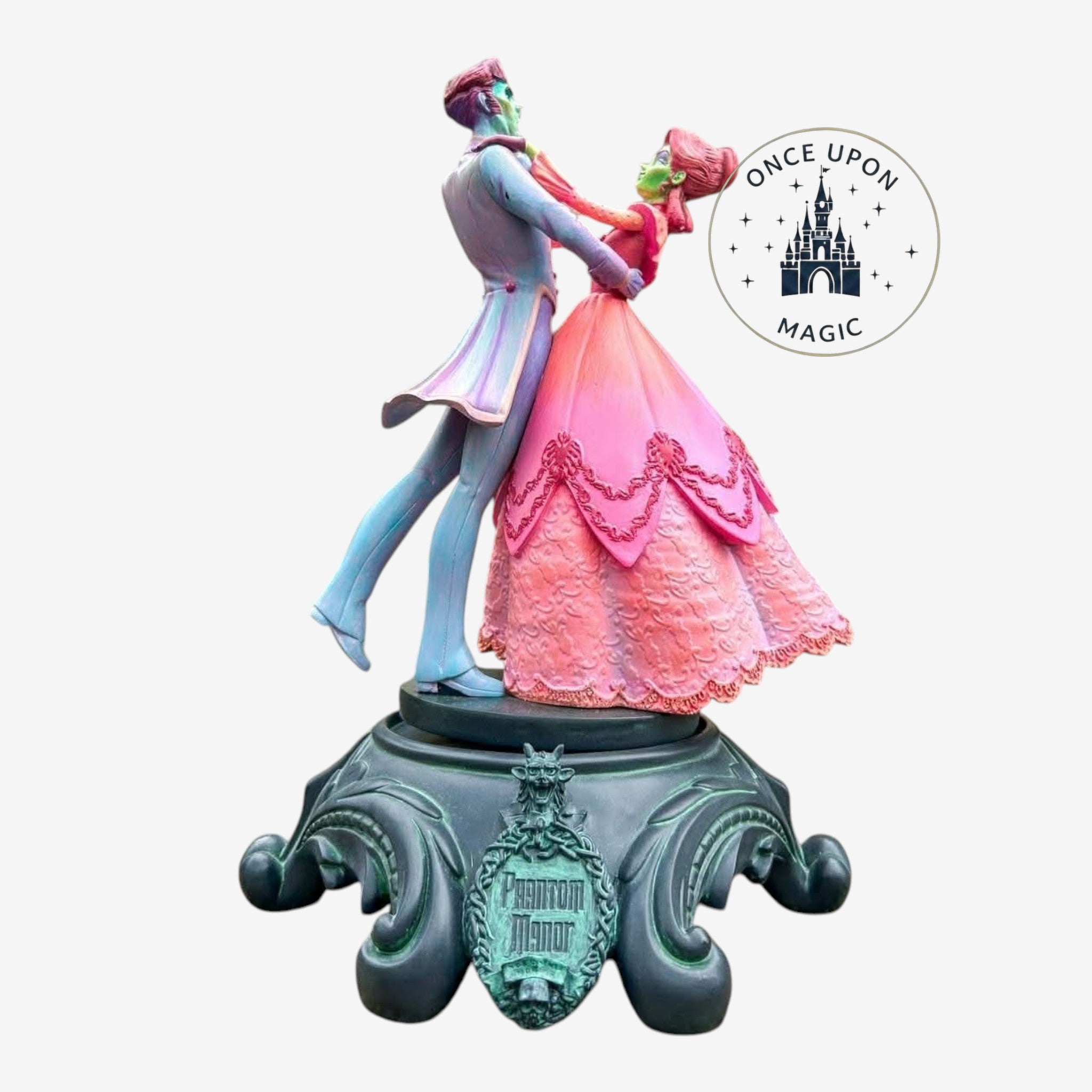 Once Upon Magic Phantom Manor musical figurine featuring a ghostly couple dancing on a gothic base.