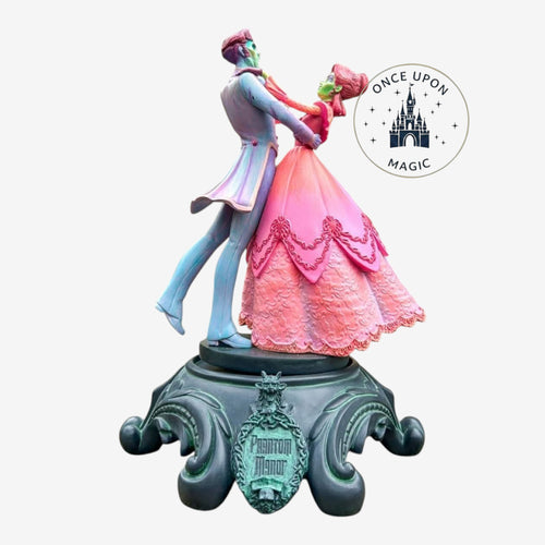 Once Upon Magic Phantom Manor musical figurine featuring a ghostly couple dancing on a gothic base.