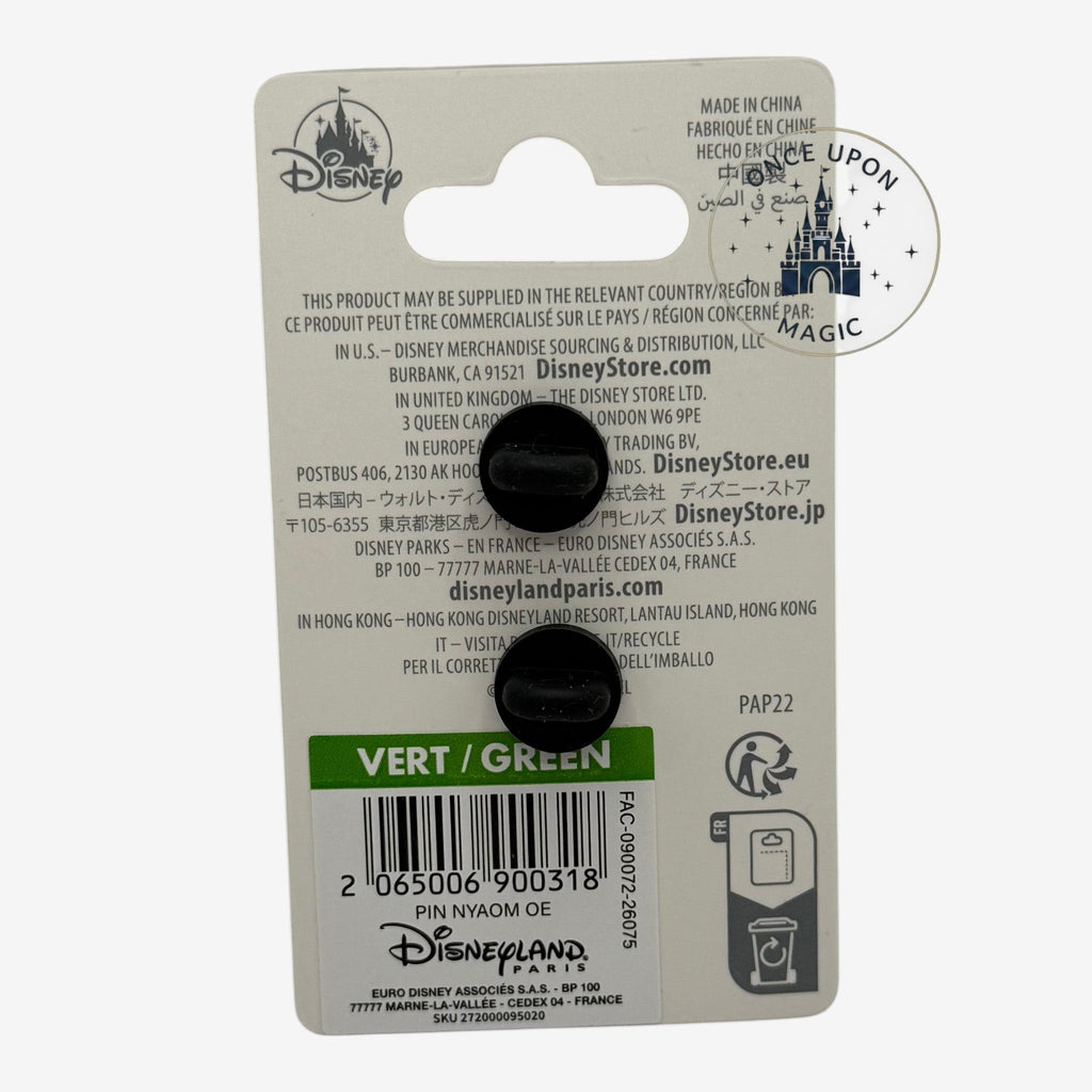 Dos de cartelette de pin Marvel officiel Disney Once Upon Magic avec attaches papillon noires et code-barres